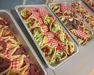 Catering trays of wraps and pitas